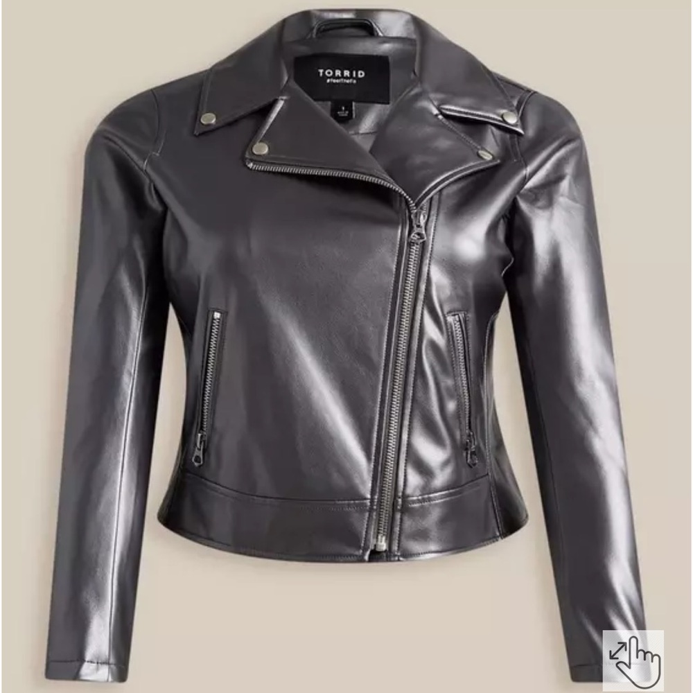 Torrid Faux Leather Metallic Moto Jacket